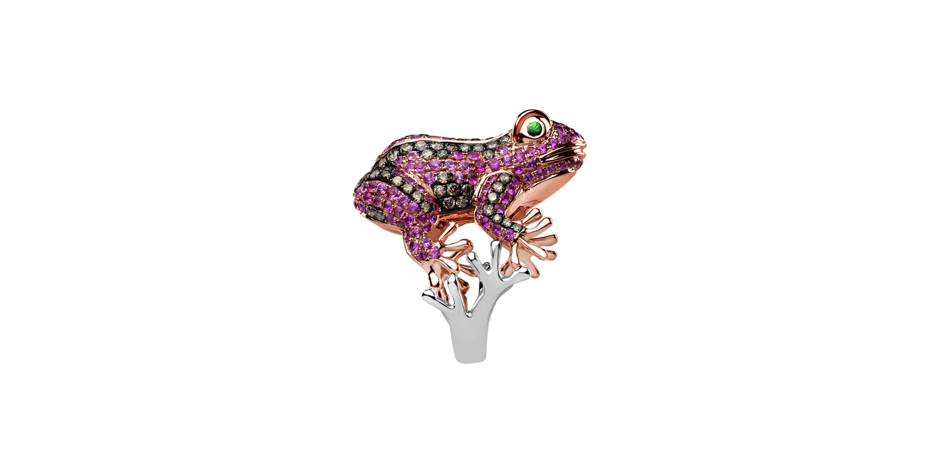 Prsteň s hnedými diamantmi, granátmi a zafírmi Posh Frog