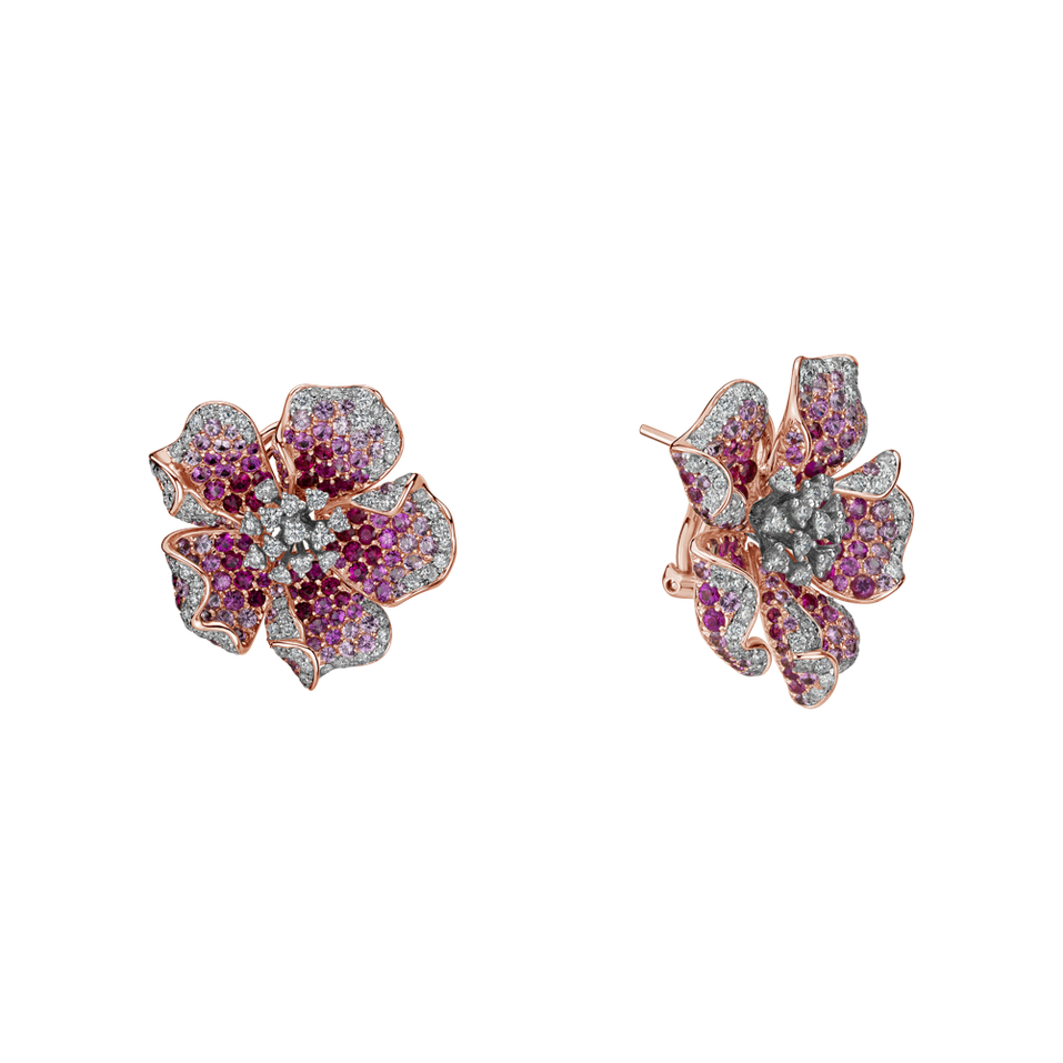 Náušnice s diamantmi, rubínmi a zafírmi Princess Jasmine