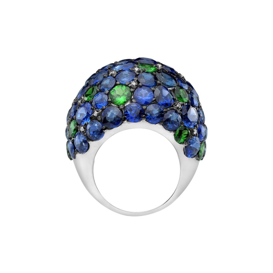 Prsteň s diamantmi, zafírmi a granátmi Dorothea