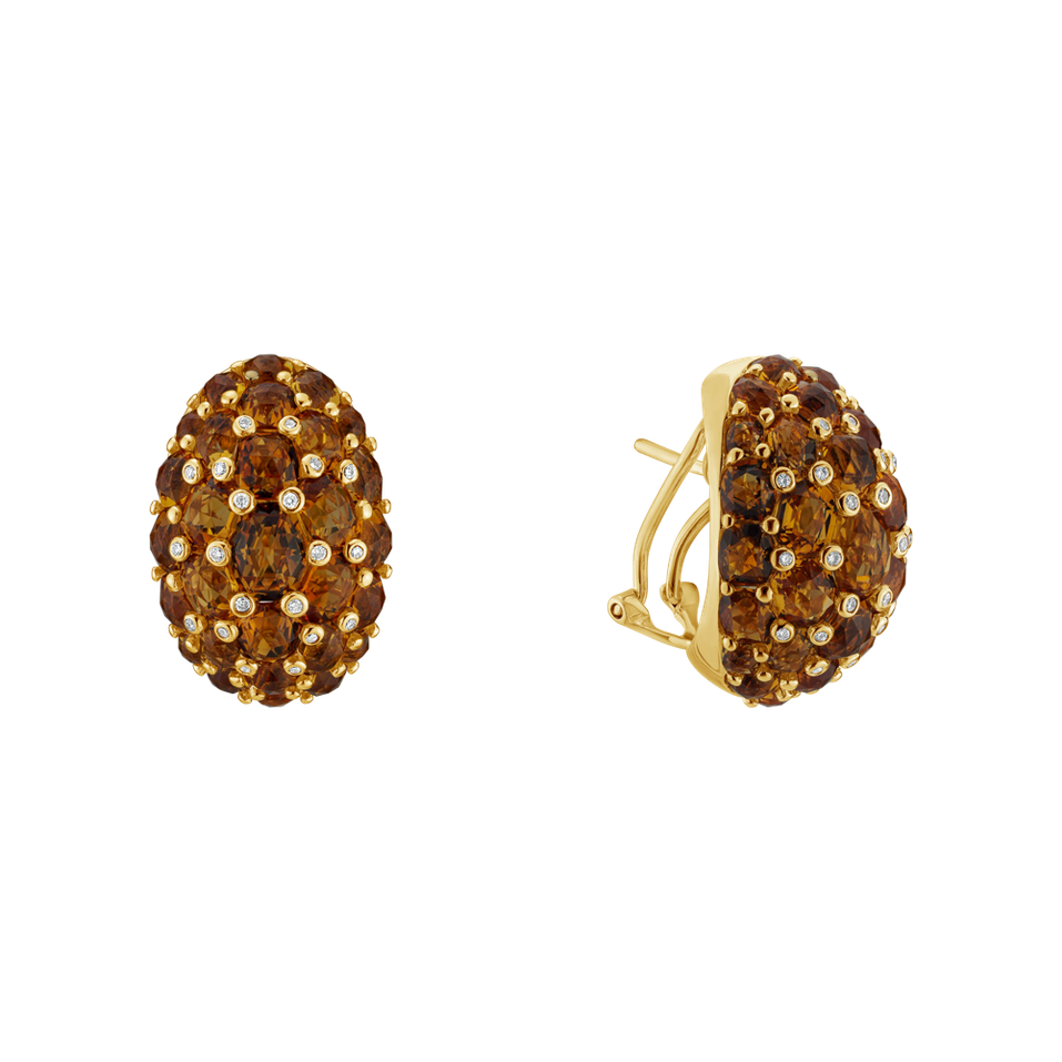 Náušnice s diamantmi a citrínmi Caprice