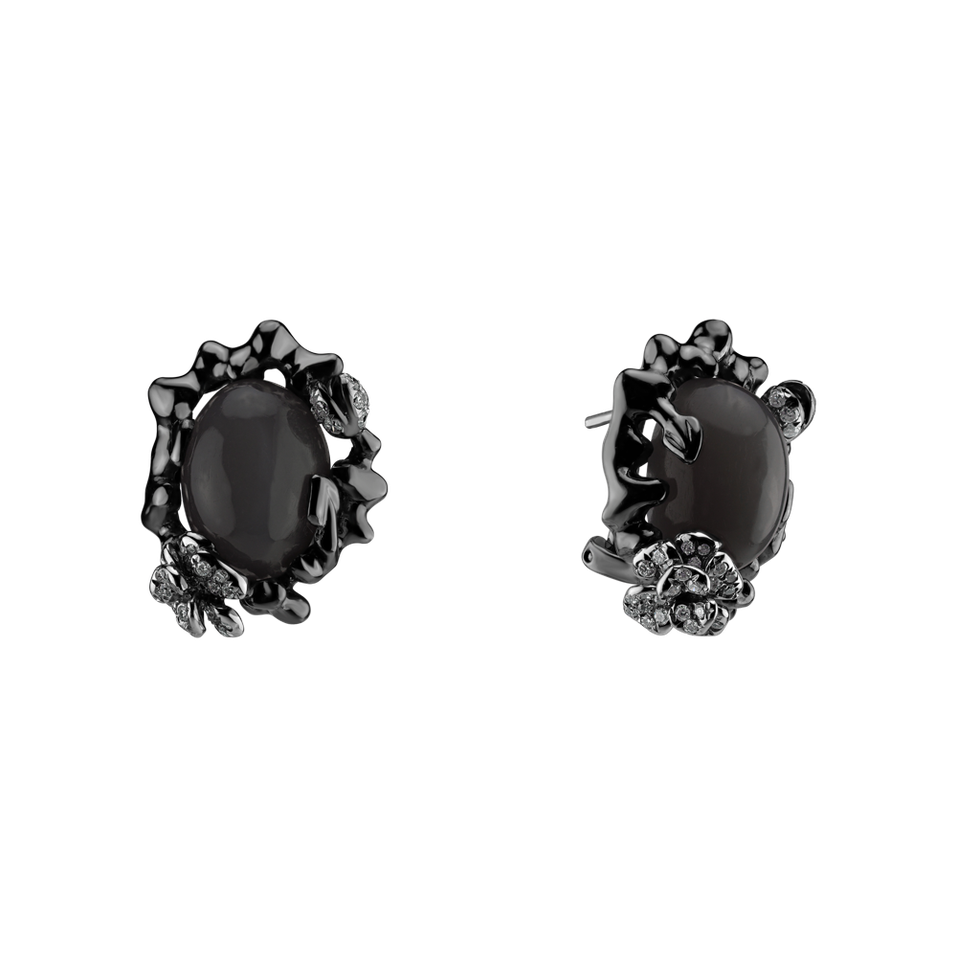 Náušnice s mesačným kameňom a diamantmi Woolley