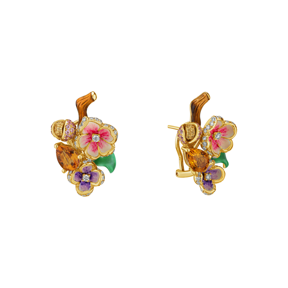 Náušnice s diamantmi a drahokamami Latina