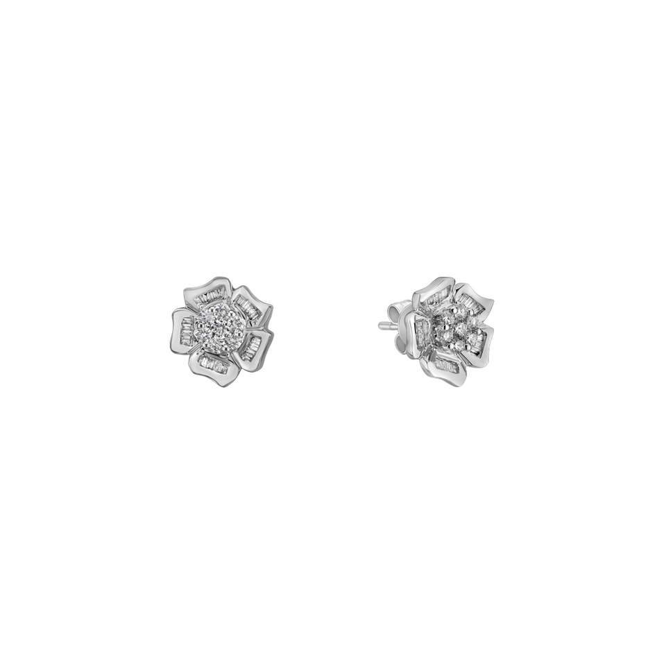 Náušnice s diamantmi Shiny Rose Flowers