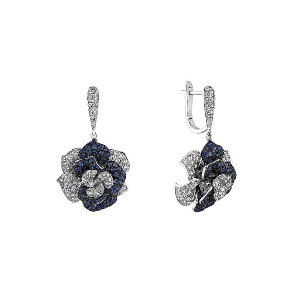 Náušnice s diamantmi a zafírmi Charming Unique