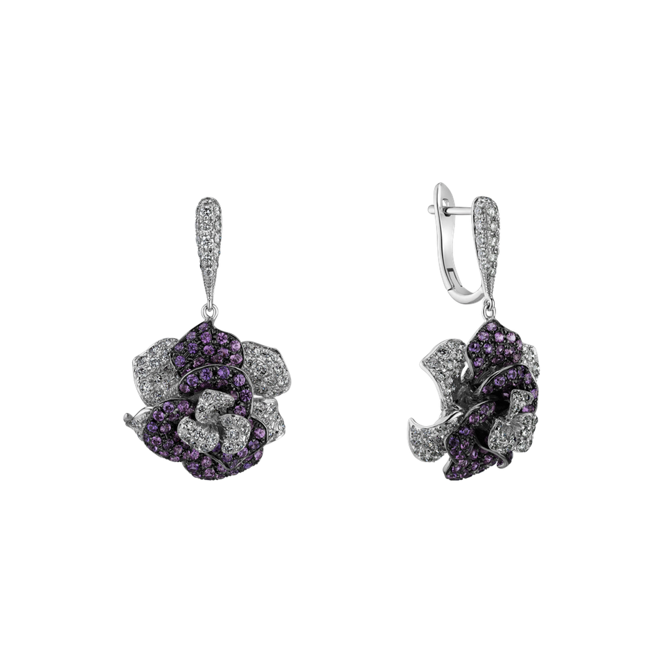 Náušnice s diamantmi a zafírmi Charming Unique