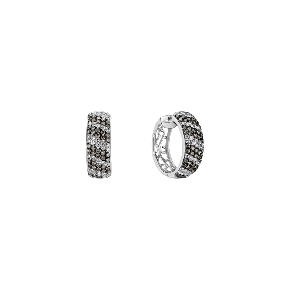 Náušnice s bielymi a hnedými diamantmi Symphony of Harmony