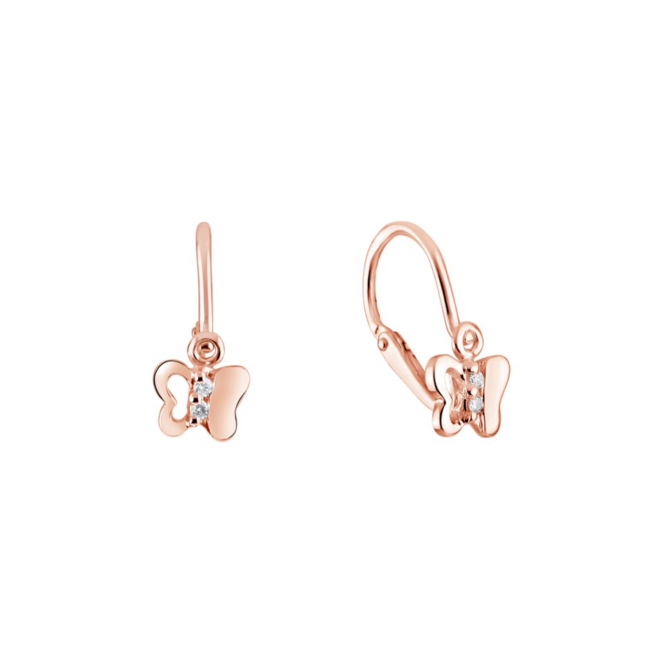 Detské náušnice s diamantmi Butterfly Symphony