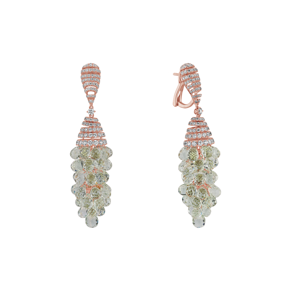 Náušnice s diamantmi s ametystmi Golden Drops