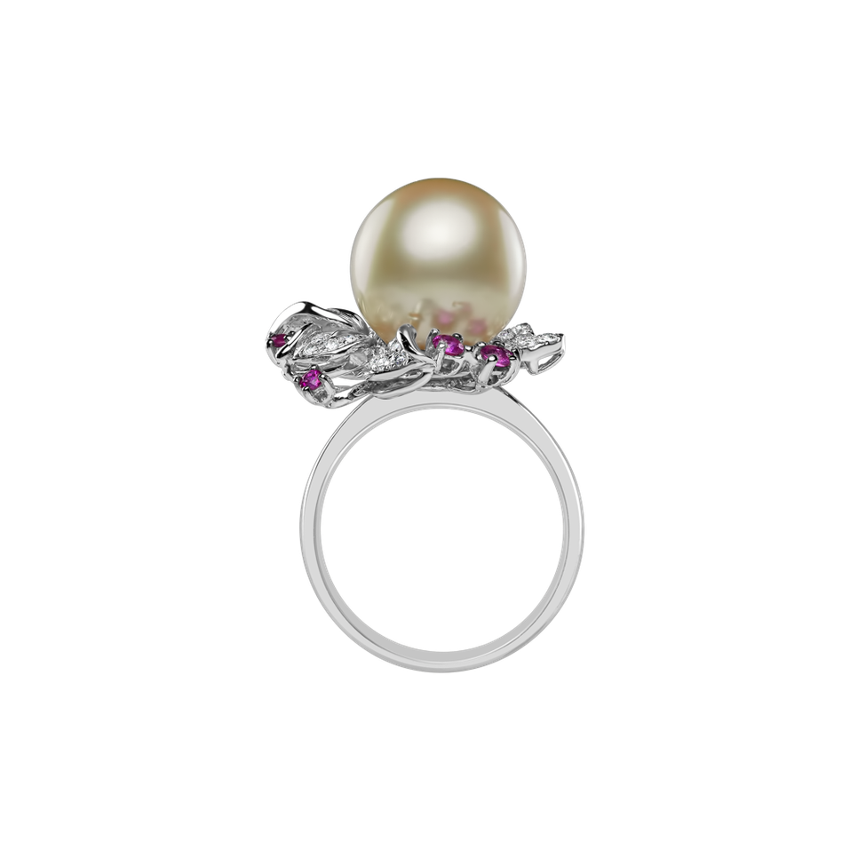 Prsteň s perlou, diamantmi a zafírmi Ocean Orchid