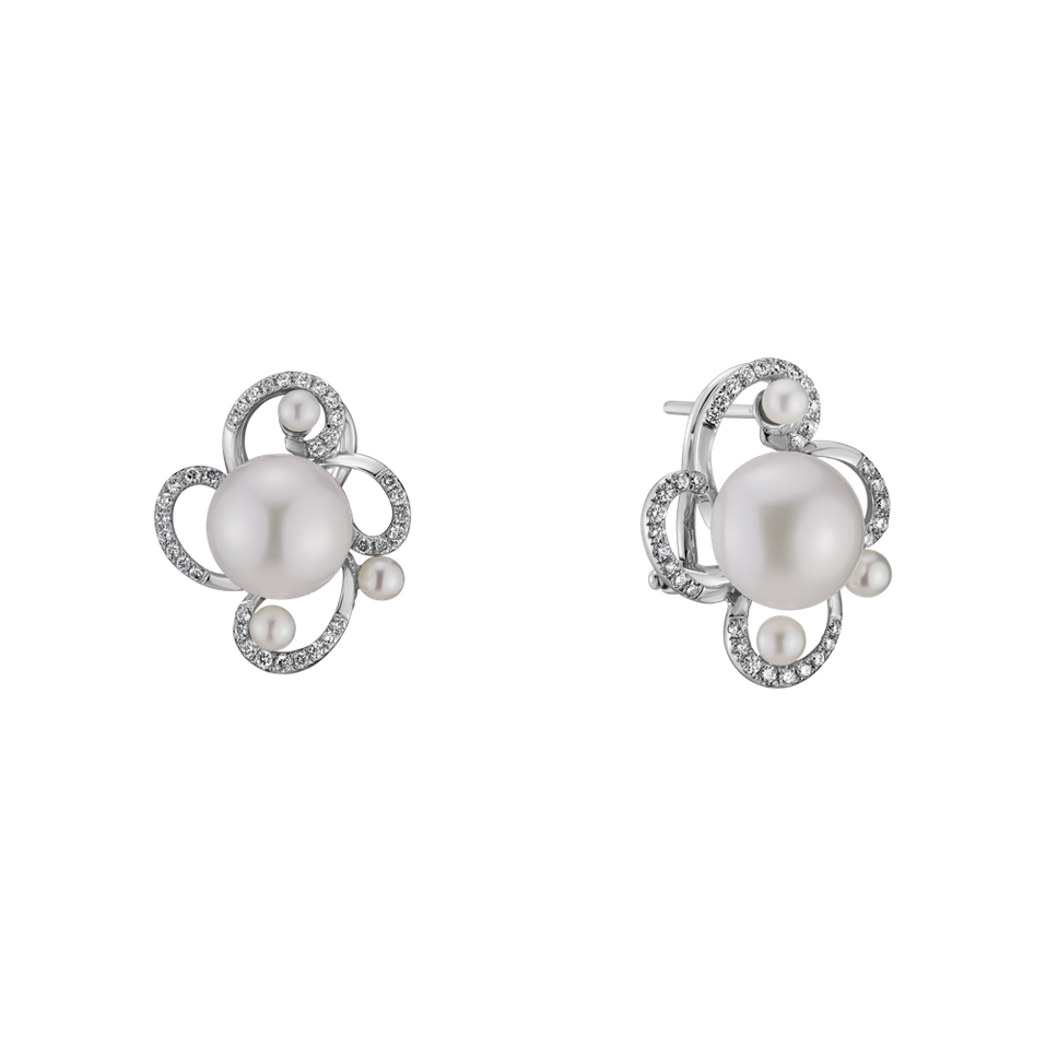 Náušnice s perlami a diamantmi Nymph Charm