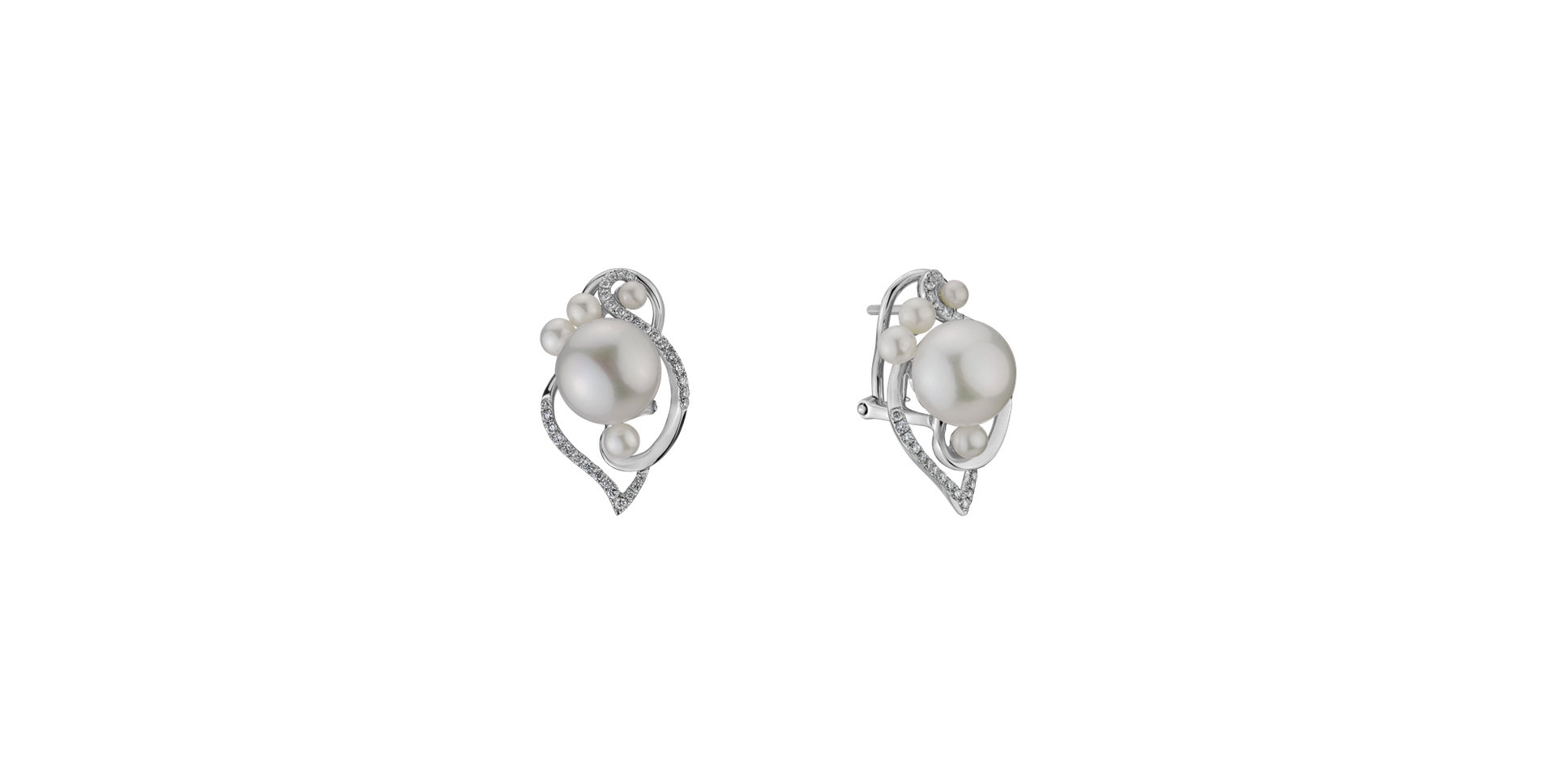 Náušnice s perlami a diamantmi White Passion