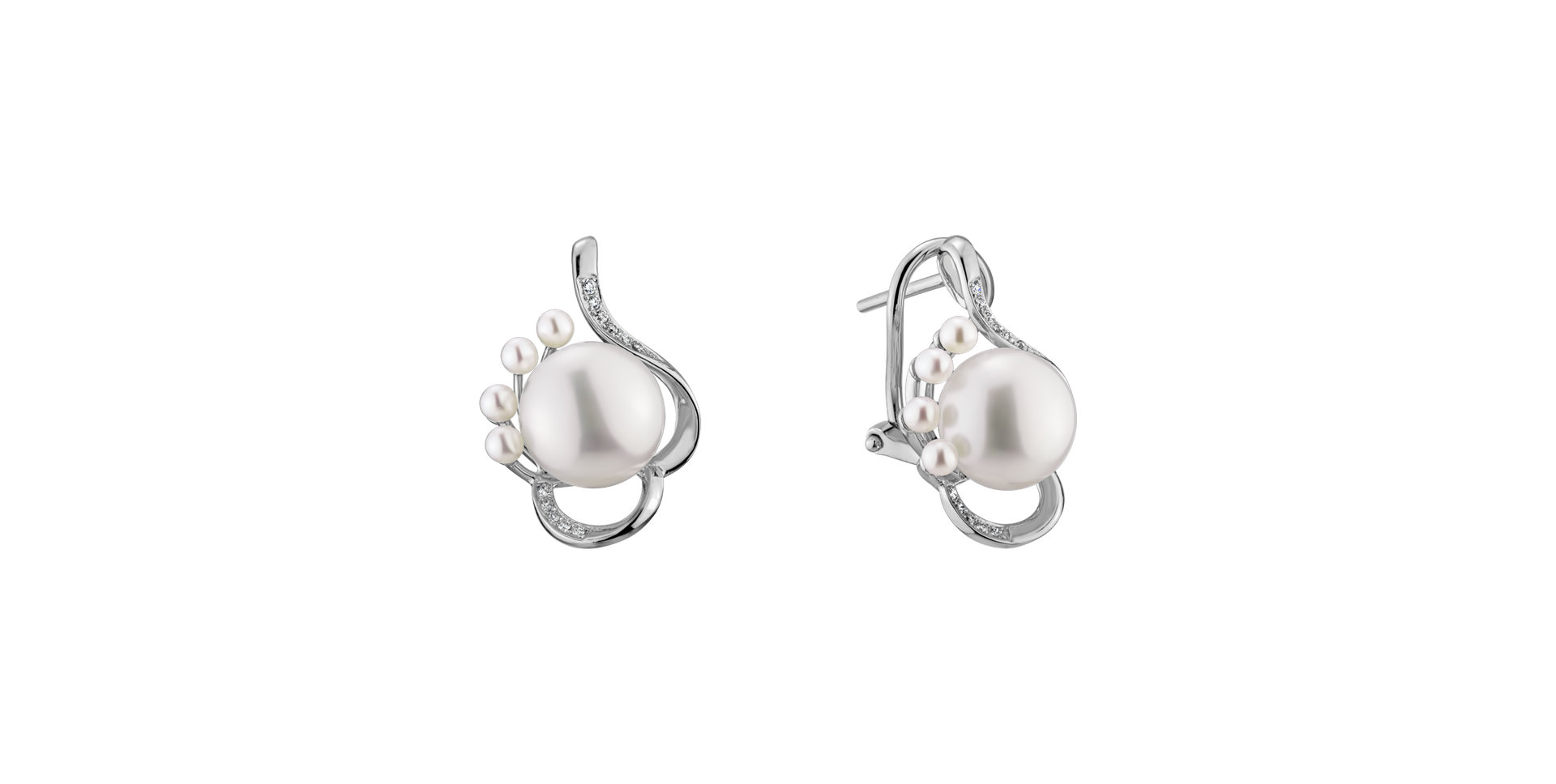Náušnice s perlou a diamantmi White Elegance