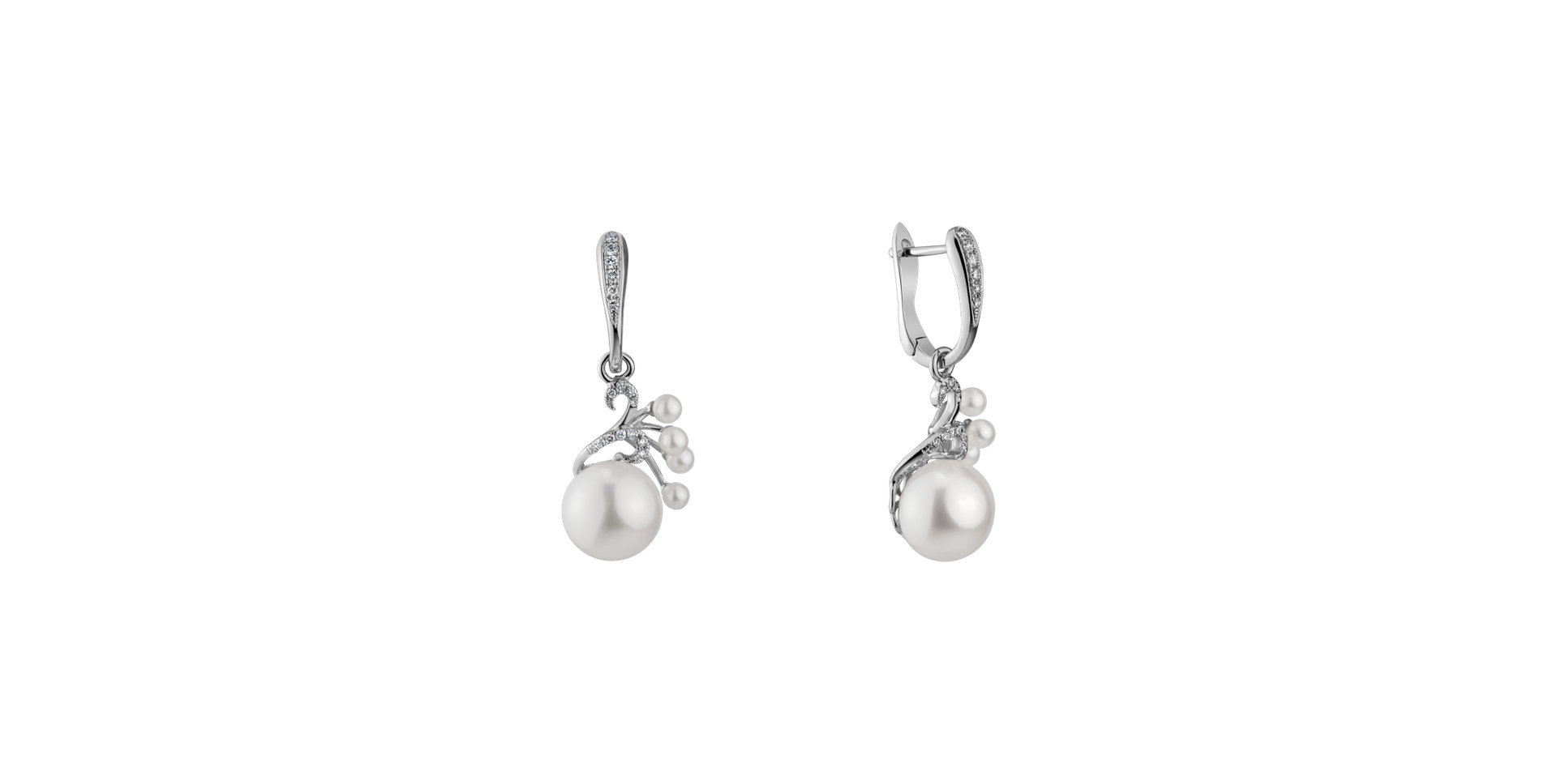 Náušnice s perlami a diamantmi Pearl Poem