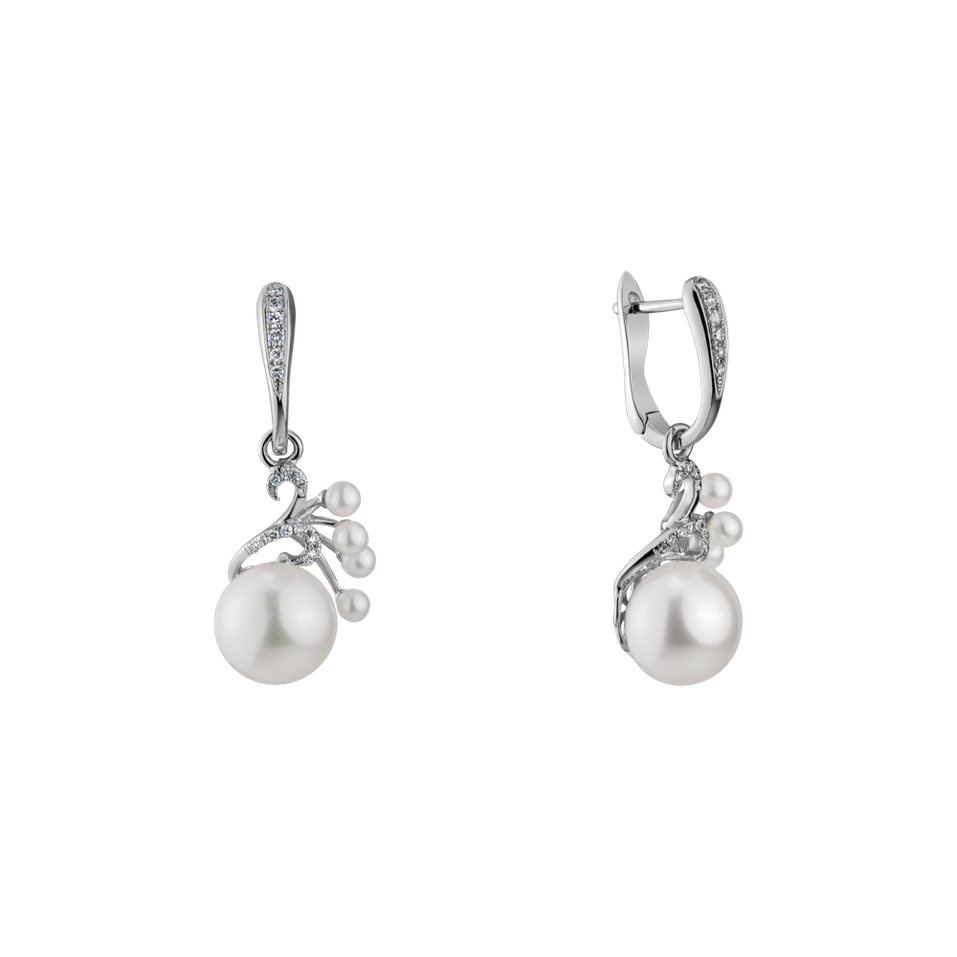 Náušnice s perlami a diamantmi Pearl Poem