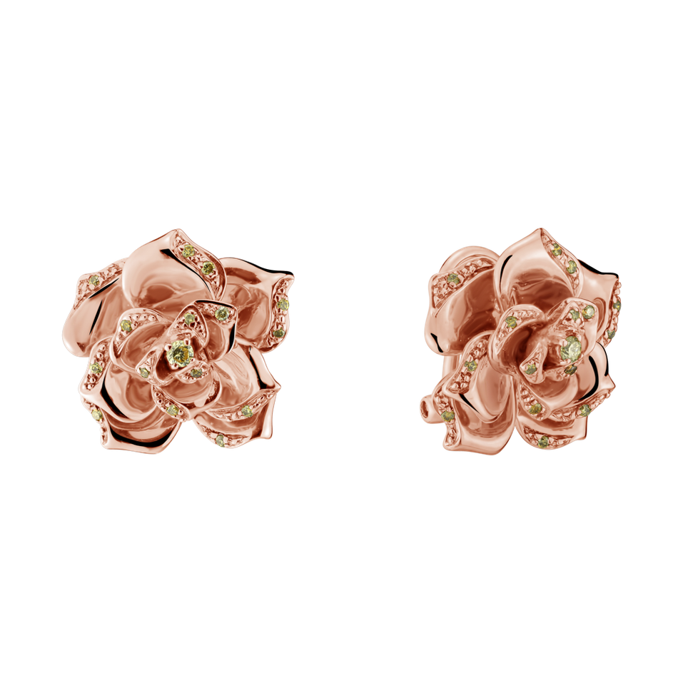 Náušnice s hnedými a zelenými diamantmi Versilla