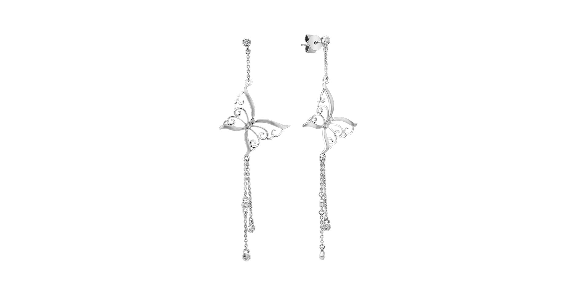 Náušnice s diamantmi Butterfly Diamond Flight