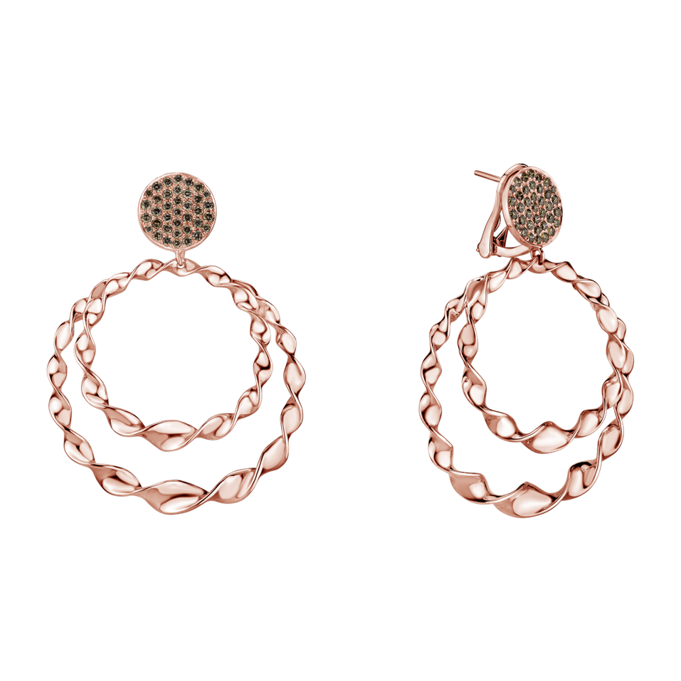 Náušnice s hnedými diamantmi Arabic Treasure