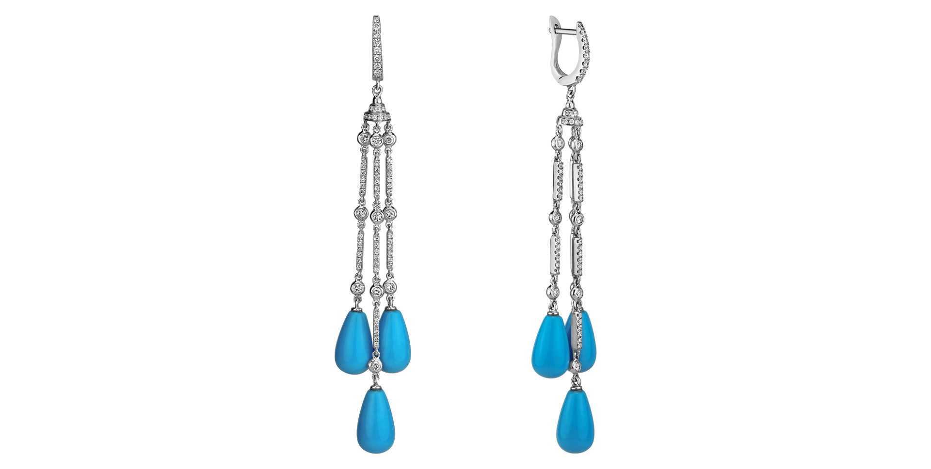 Náušnice s diamantmi a tyrkysy Ryu