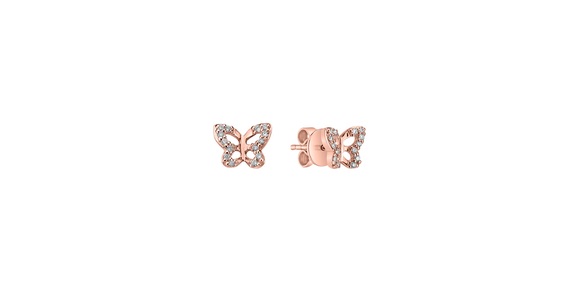 Náušnice s diamantmi Cute Butterfly