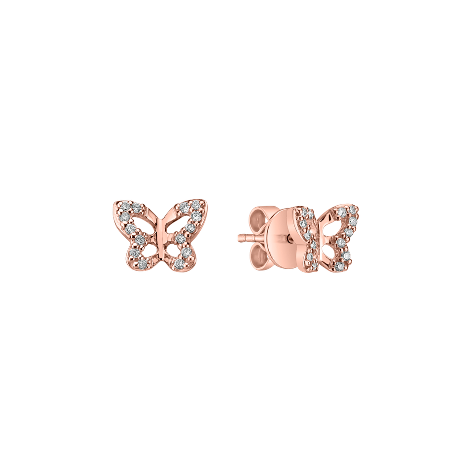 Náušnice s diamantmi Cute Butterfly