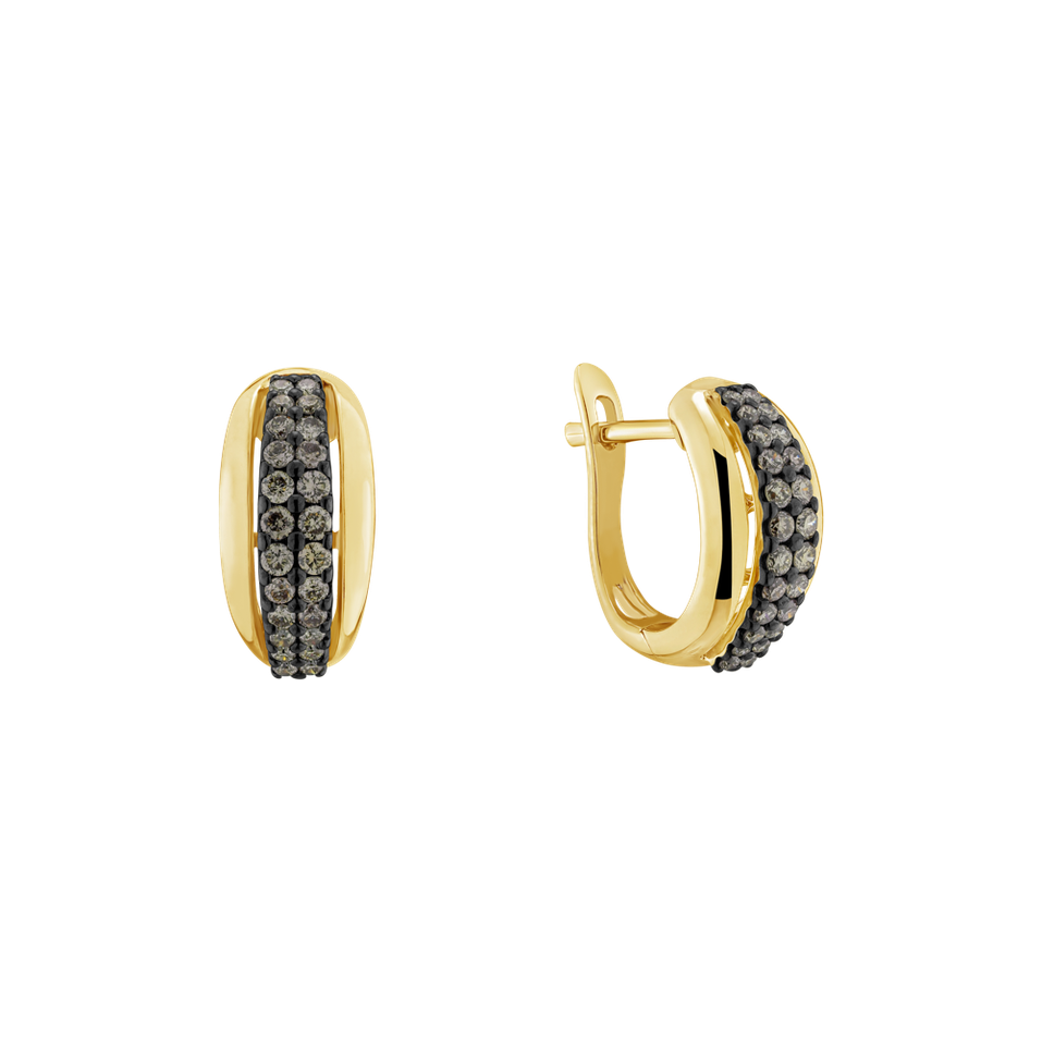 Náušnice s hnedými diamantmi Sunshine Tears