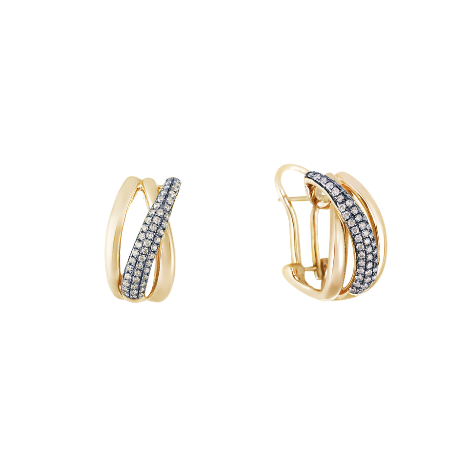 Náušnice s hnedými diamantmi Sunshine Streamer