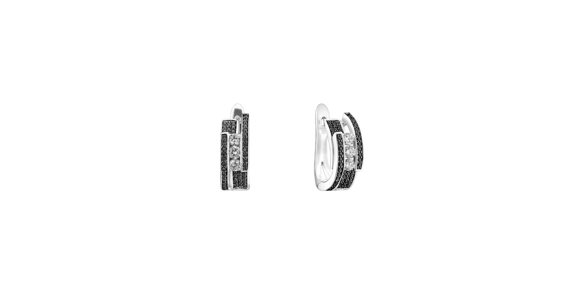 Náušnice s bielymi a čiernymi diamantmi Galaxy Secret