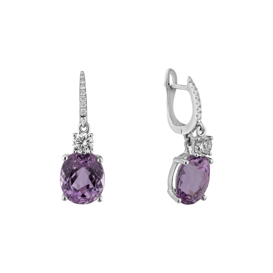 Náušnice s kunzitom a diamantmi Princess Memory