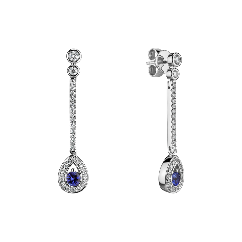 Náušnice s tanzanitom a diamantmi Glamour Drop