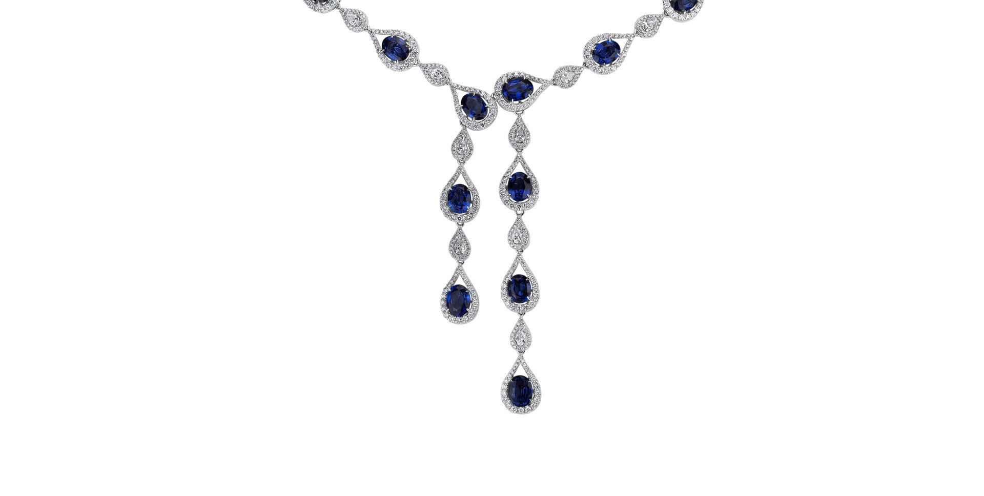 Náhrdelník s diamantmi a zafírmi Sapphire Ribbon