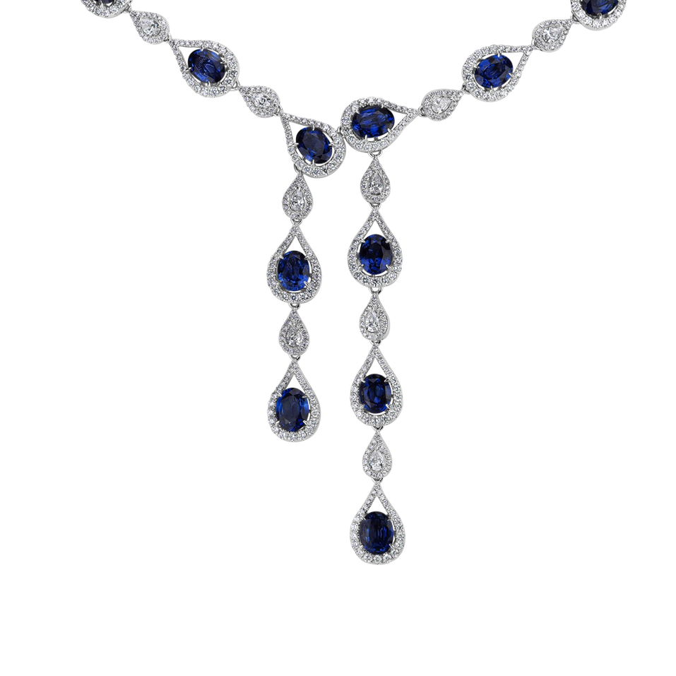 Náhrdelník s diamantmi a zafírmi Sapphire Ribbon