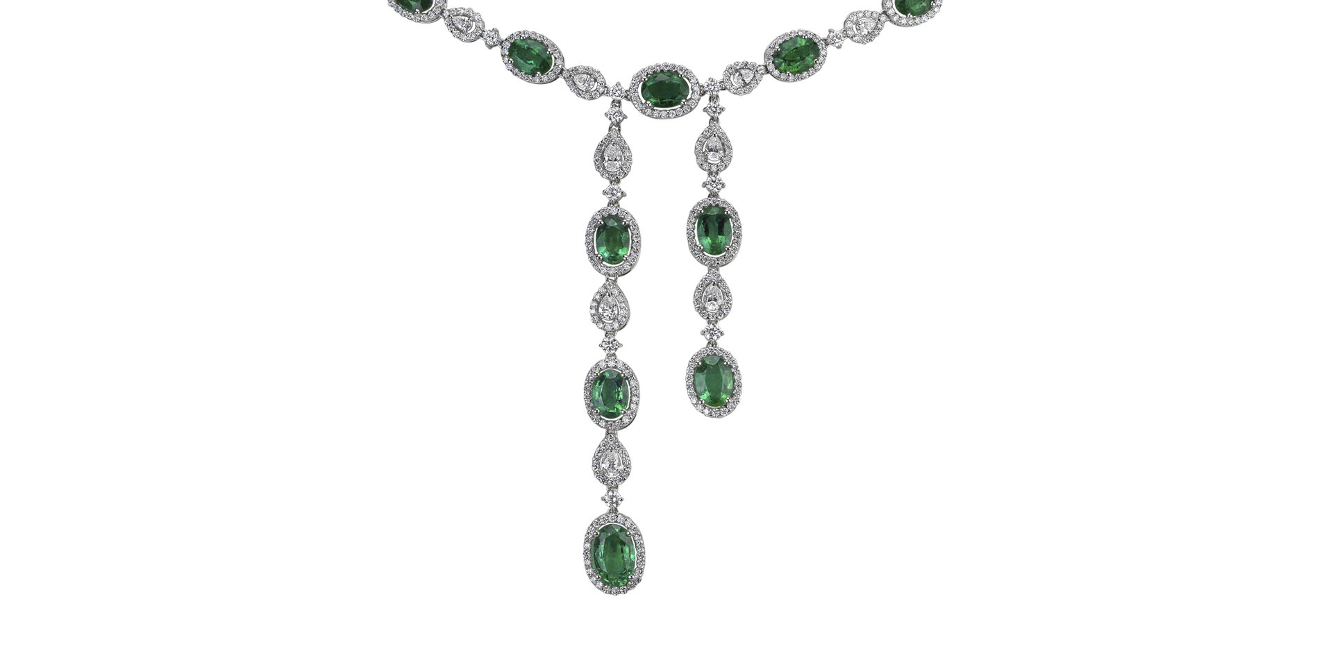 Náhrdelník s diamantmi a smaragdmi Emerald Ribbon
