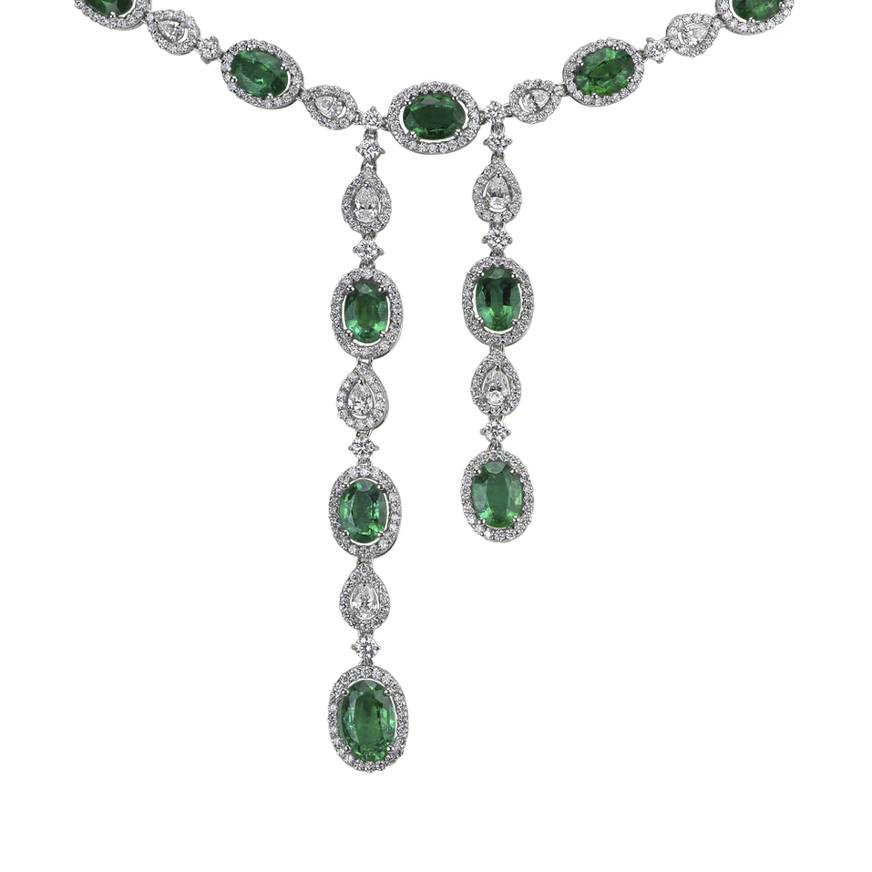 Náhrdelník s diamantmi a smaragdmi Emerald Ribbon