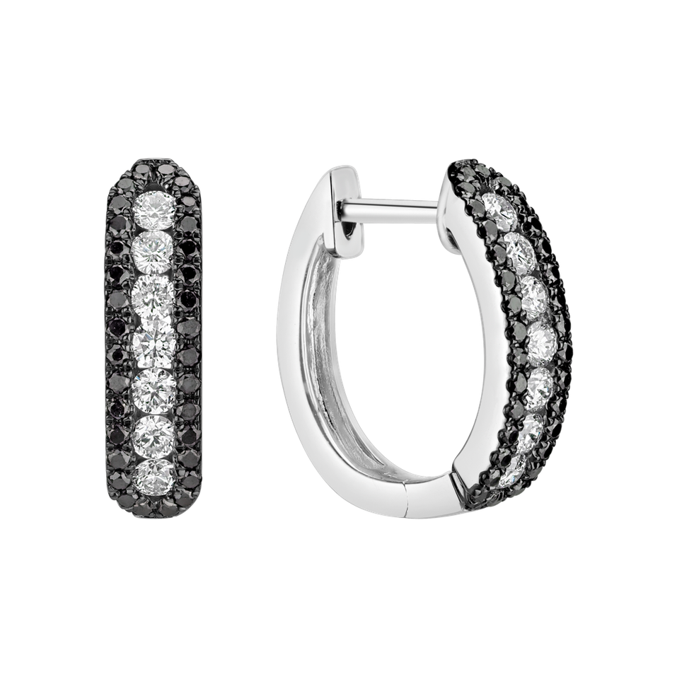Náušnice s čiernymi a bielymi diamantmi Midnight Dream