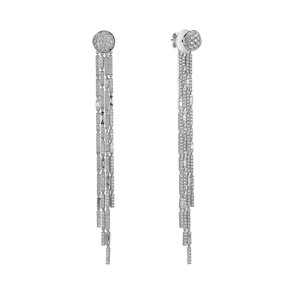 Náušnice 18kt biele zlato s diamantom Orient Midnight