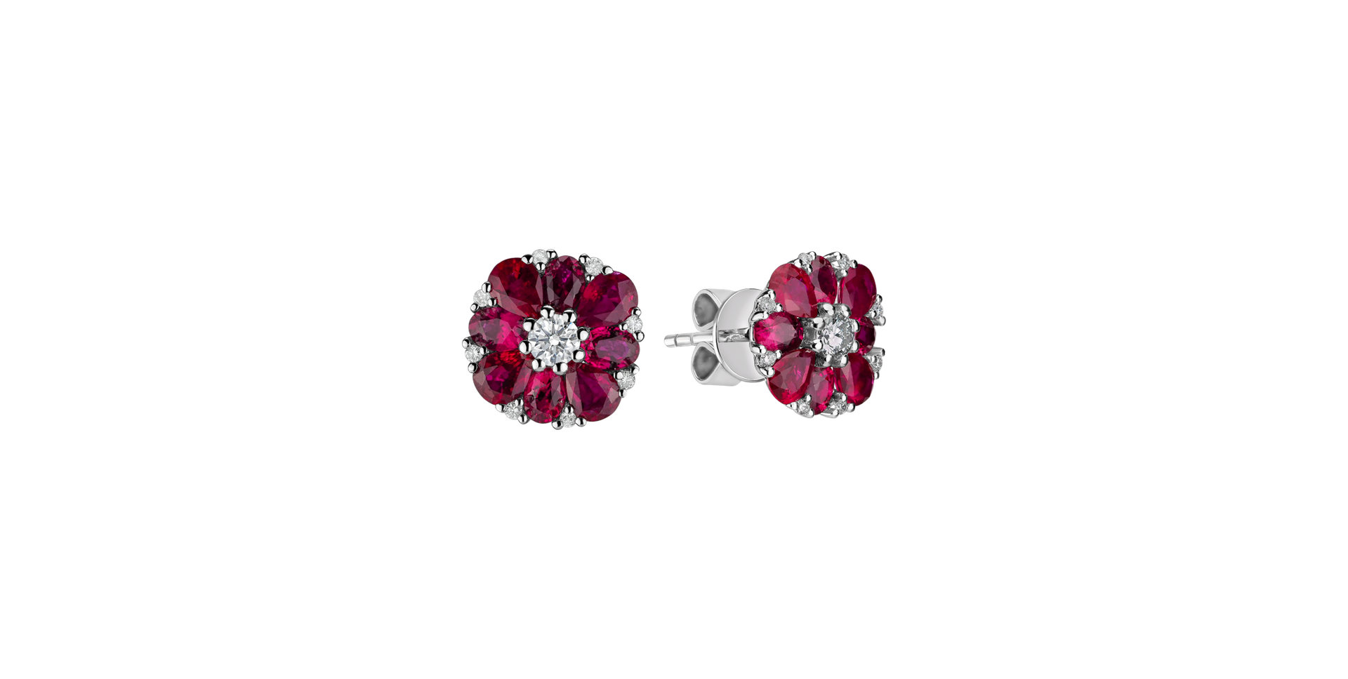 Náušnice s diamantmi a rubínmi Red Blossom