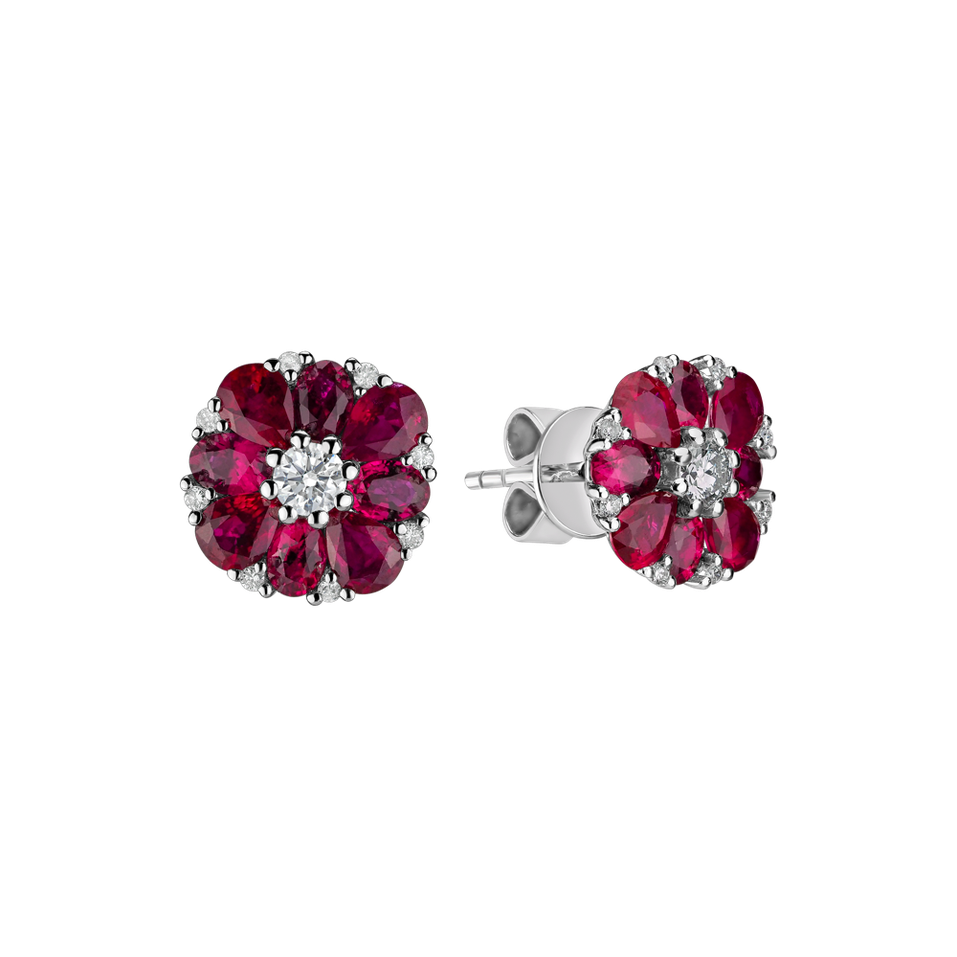 Náušnice s diamantmi a rubínmi Red Blossom