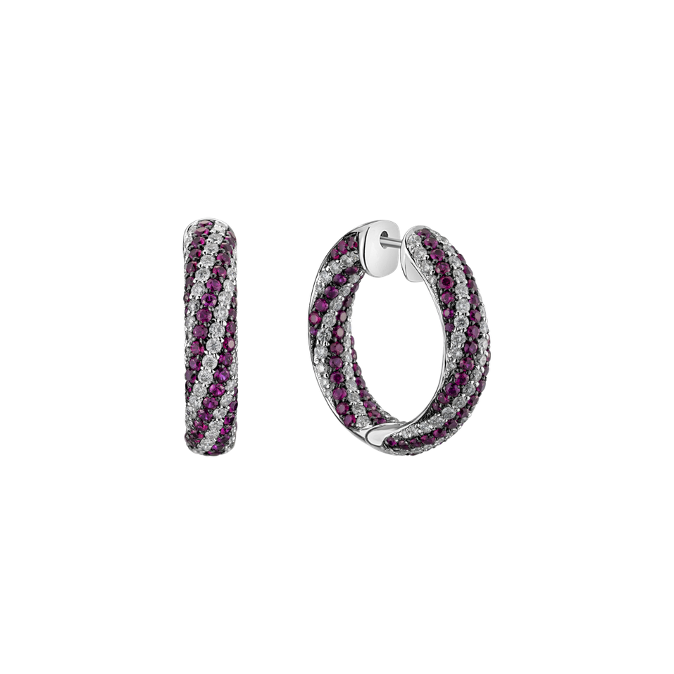 Náušnice s diamantmi a rubínmi Element of Air