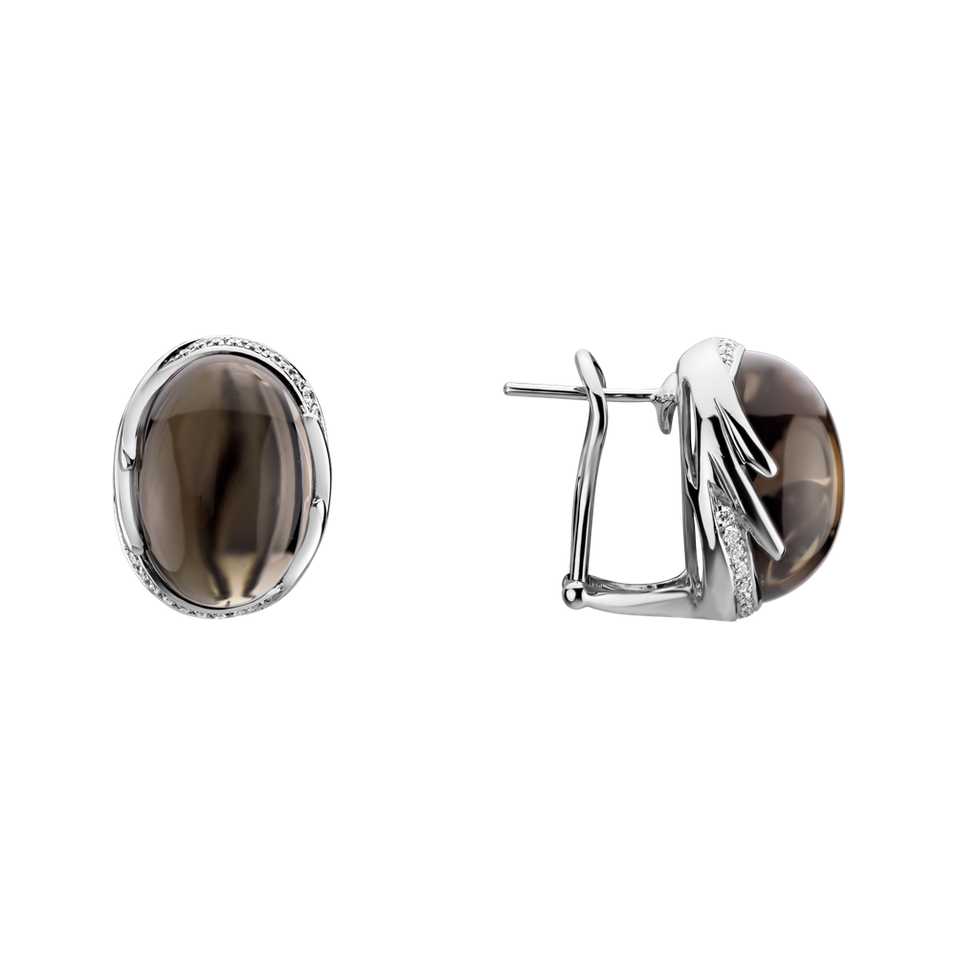 Náušnice s quartzom a diamantmi Mystic Blossom