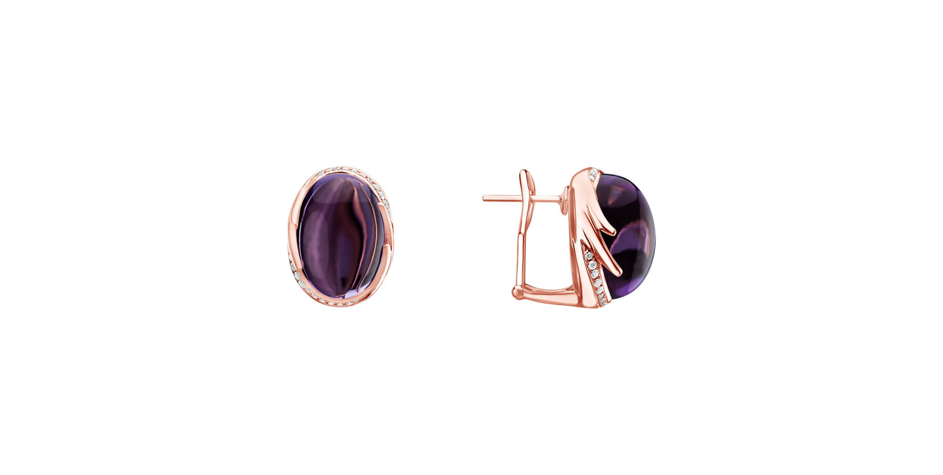 Náušnice s ametystom diamantmi Mystic Blossom