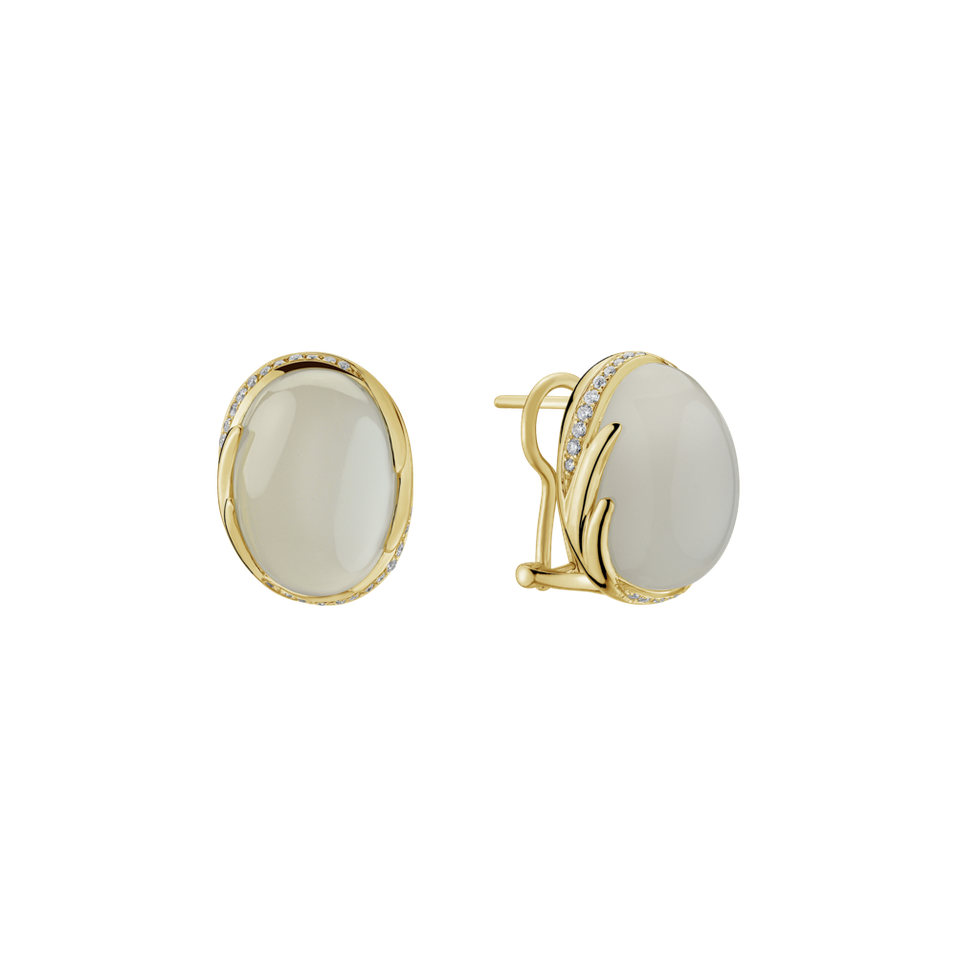 Náušnice s mesačným kameňom a diamantmi Mystic Blossom