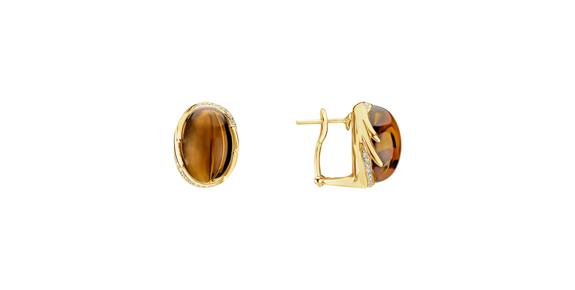 Náušnice s quartzom a diamantmi Mystic Blossom