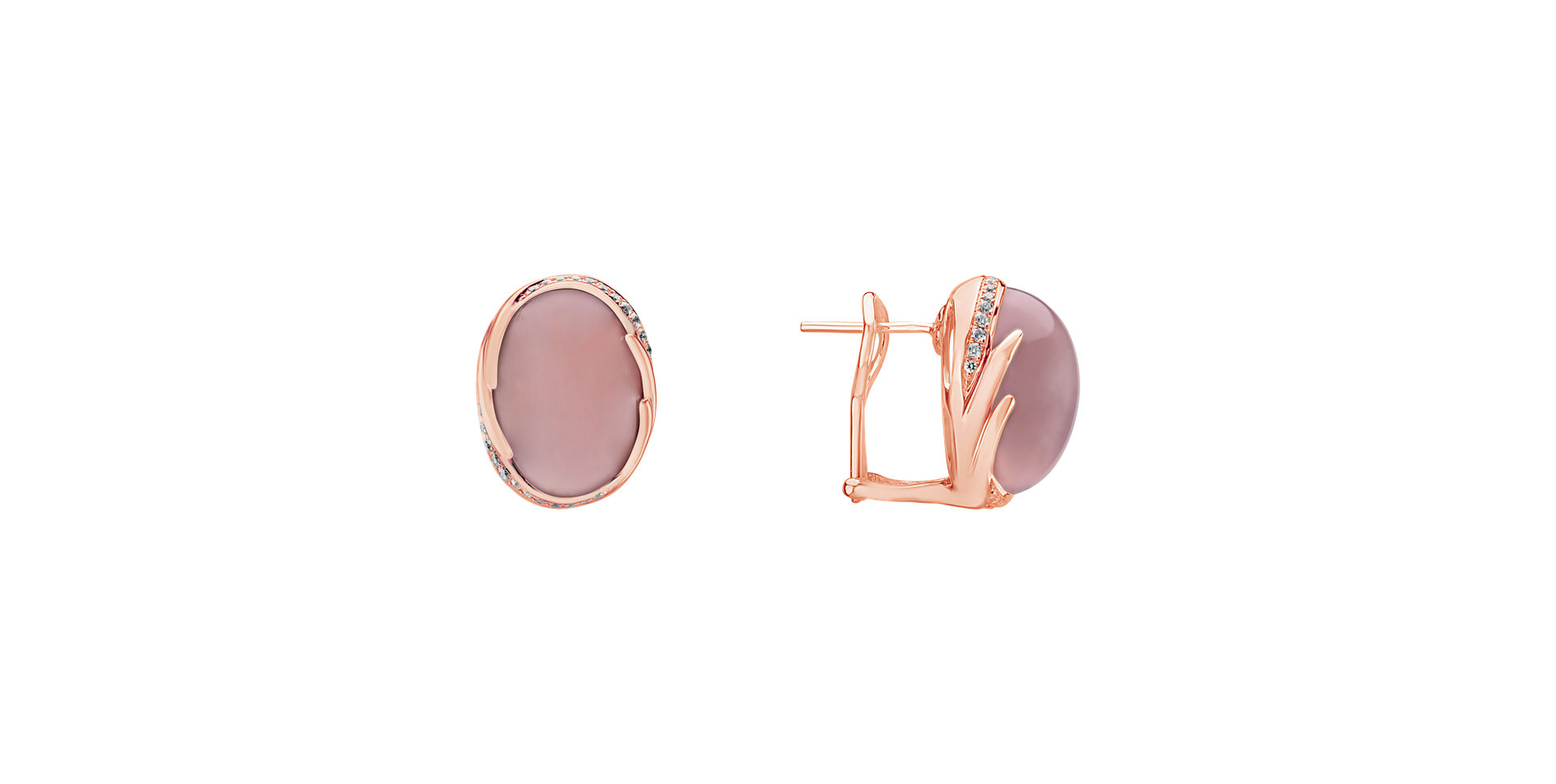 Náušnice s ruženínom a diamantmi Mystic Blossom