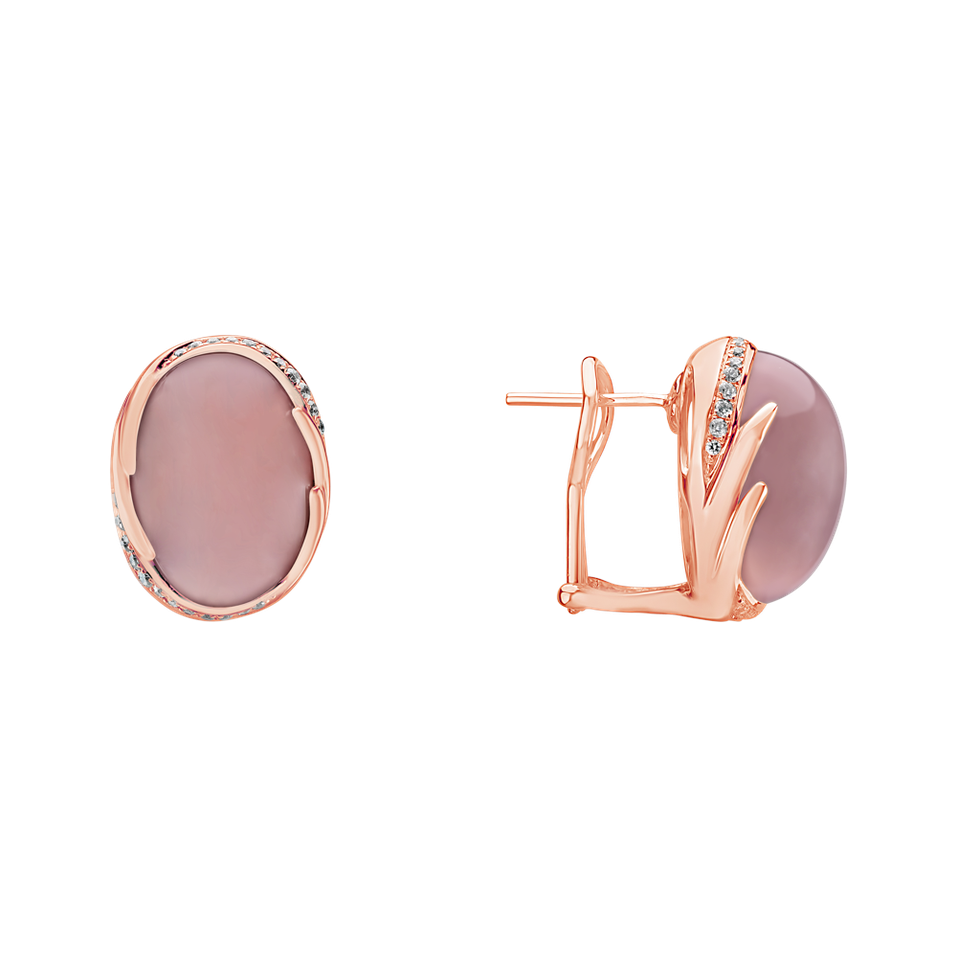 Náušnice s ruženínom a diamantmi Mystic Blossom