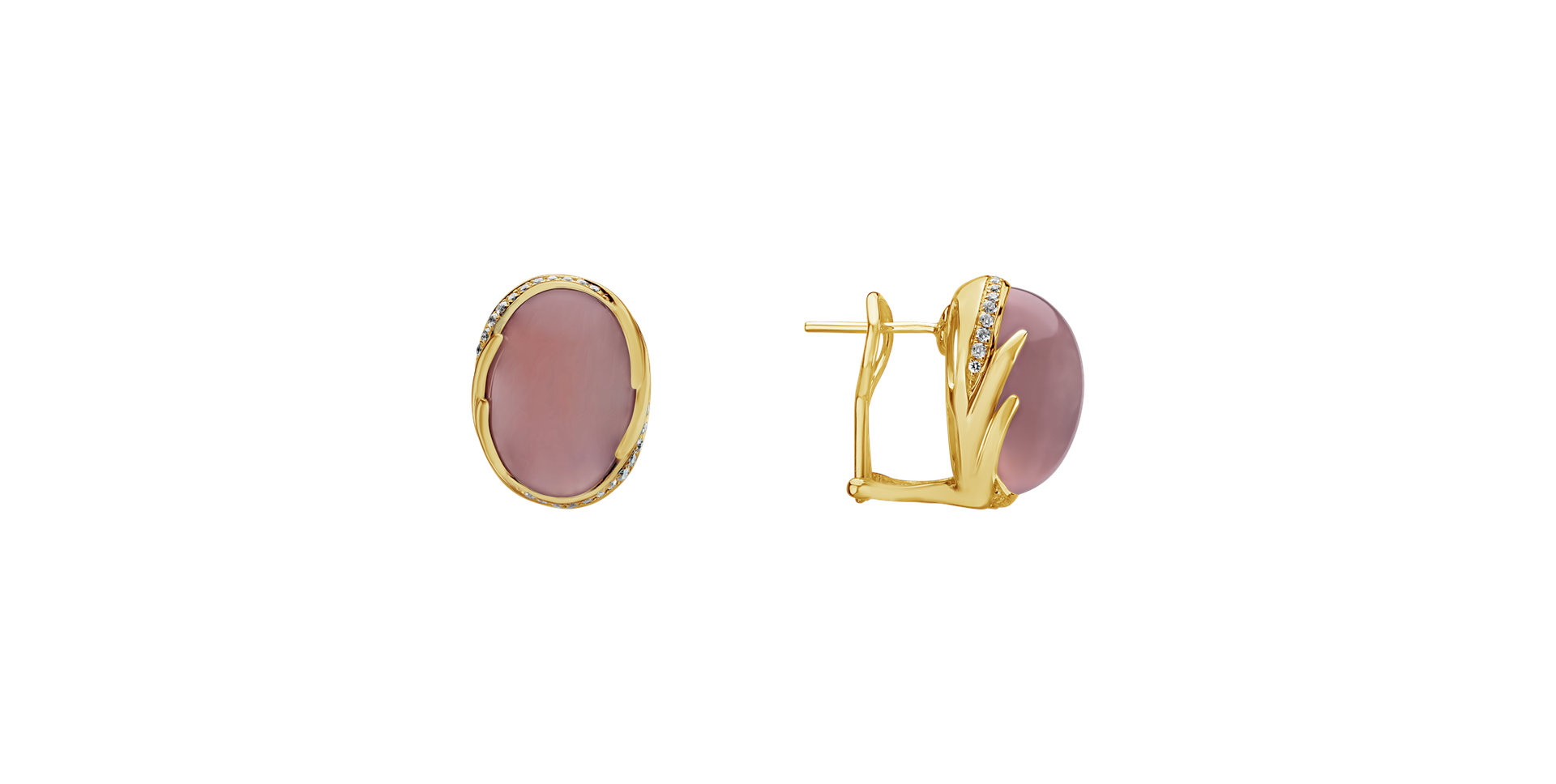 Náušnice s ruženínom a diamantmi Mystic Blossom