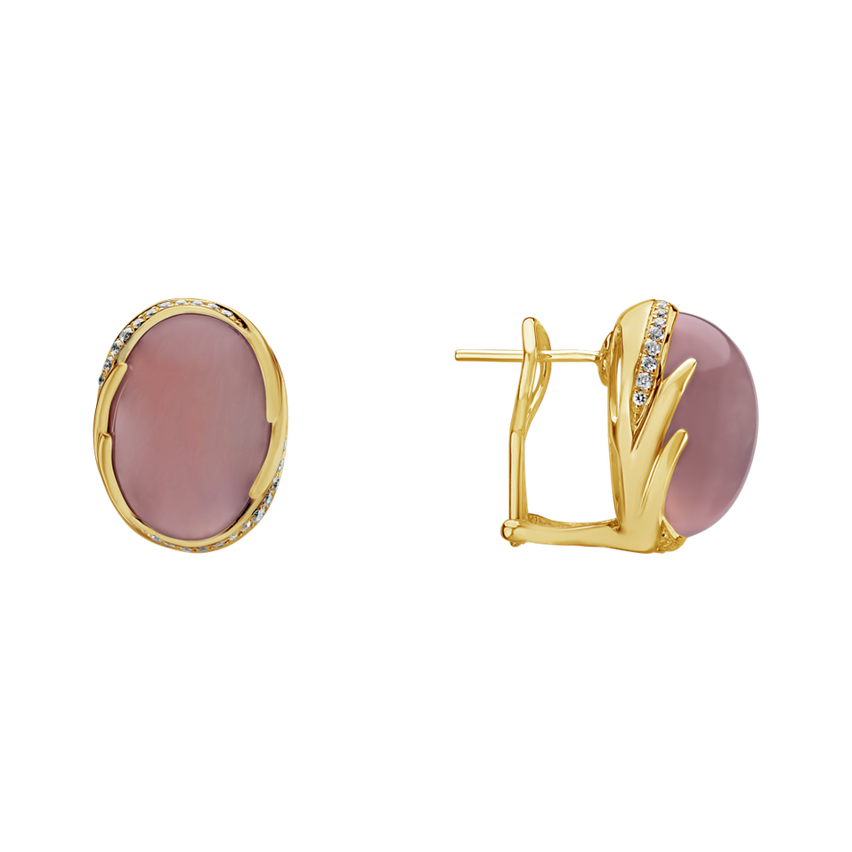 Náušnice s ruženínom a diamantmi Mystic Blossom