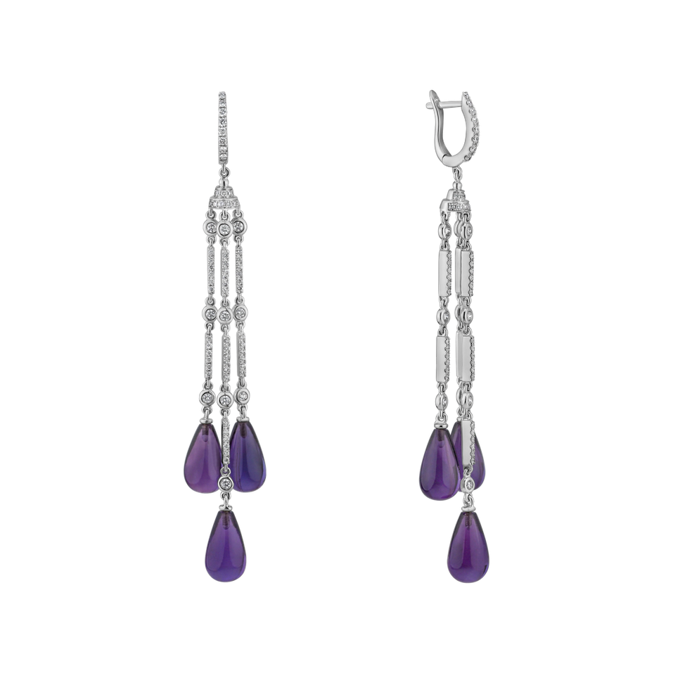 Náušnice s ametystom diamantmi Royal Dazzle