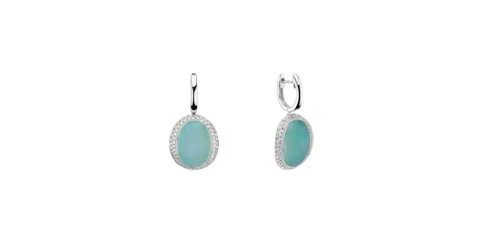 Náušnice s chalcedonom a diamantmi Rainbow Drop