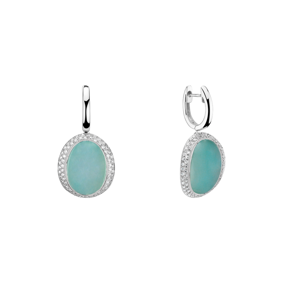 Náušnice s chalcedonom a diamantmi Rainbow Drop