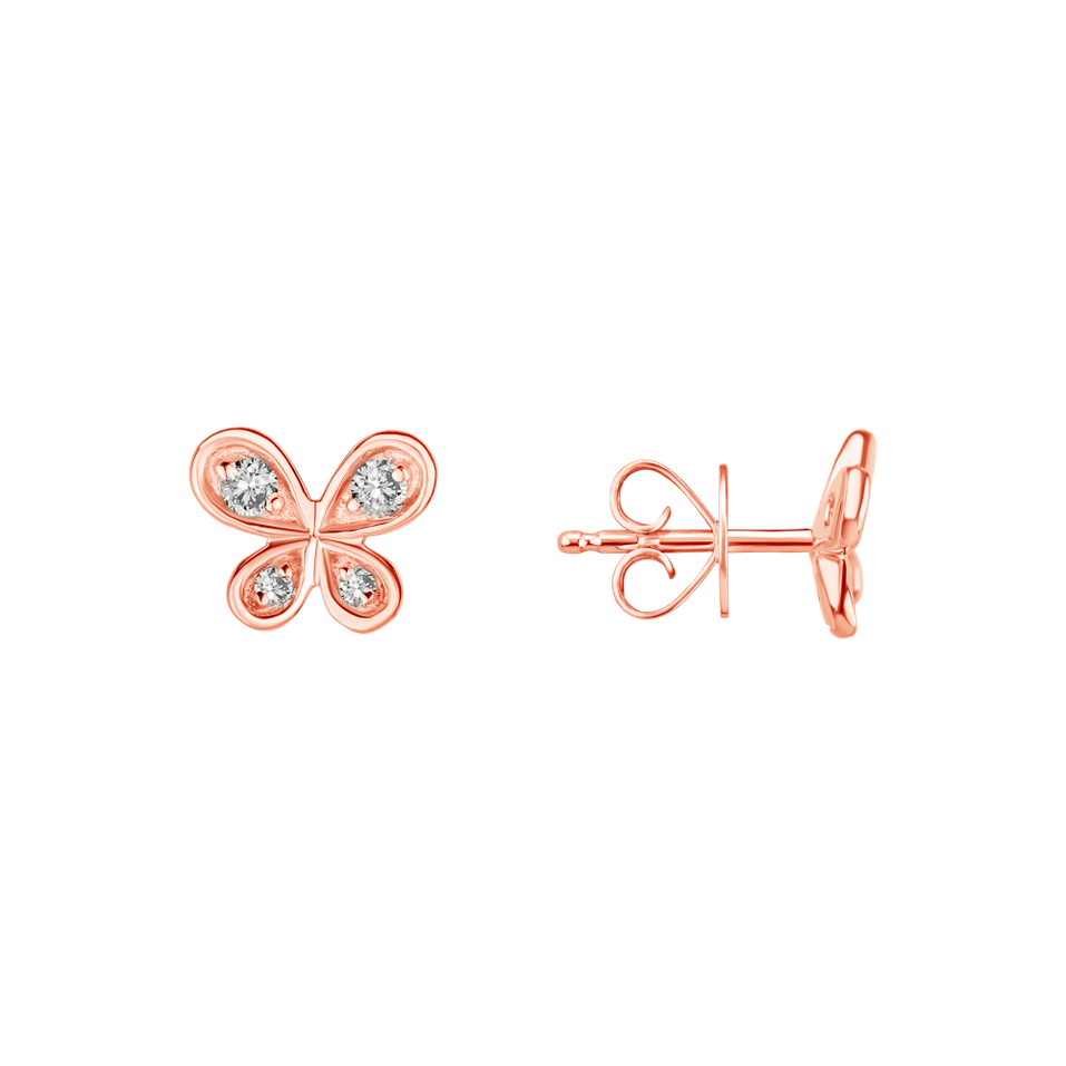 Náušnice s diamantmi Butterfly